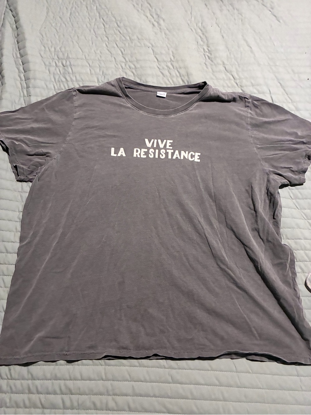 Clare V. Vive La Resistance Graphic Tee - Gray